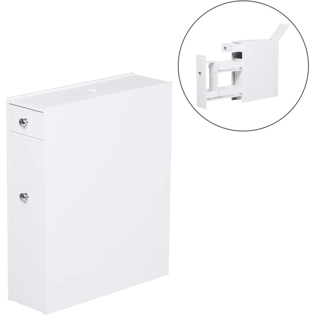 Bathroom furniture bathroom cabinet bathroom cabinet with 2 drawers and 1 storage compartment wood white 48 x 17 x 58 cm