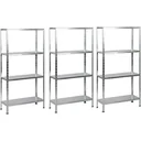 3 metal storage racks / shelving units - 200 kg load capacity - (WxDxH) 75x30x150 cm - Galvanized