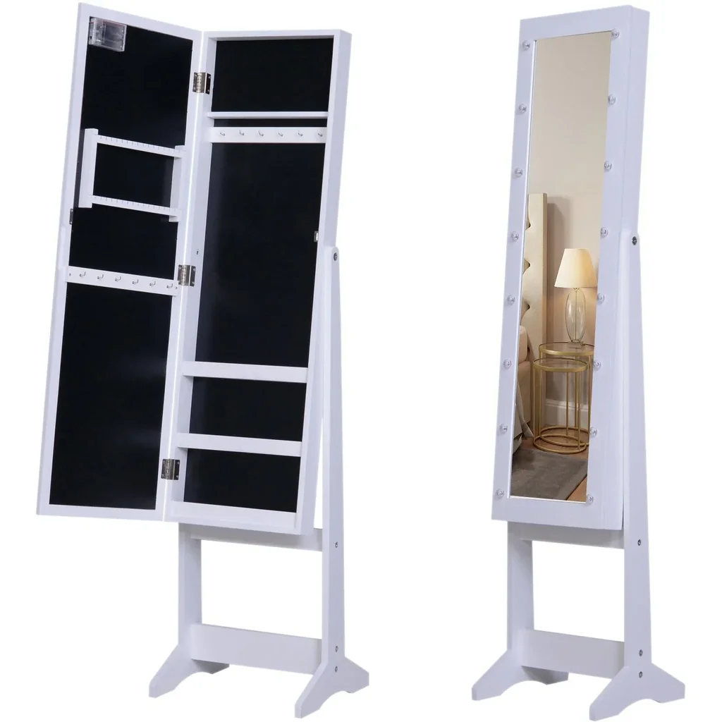 LED jewelry cabinet with mirror