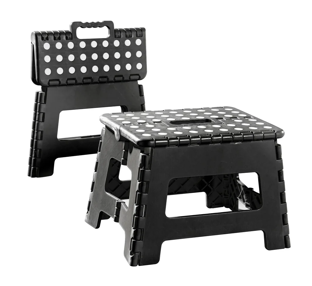 2 in 1 folding step and stool "Easy", black/white