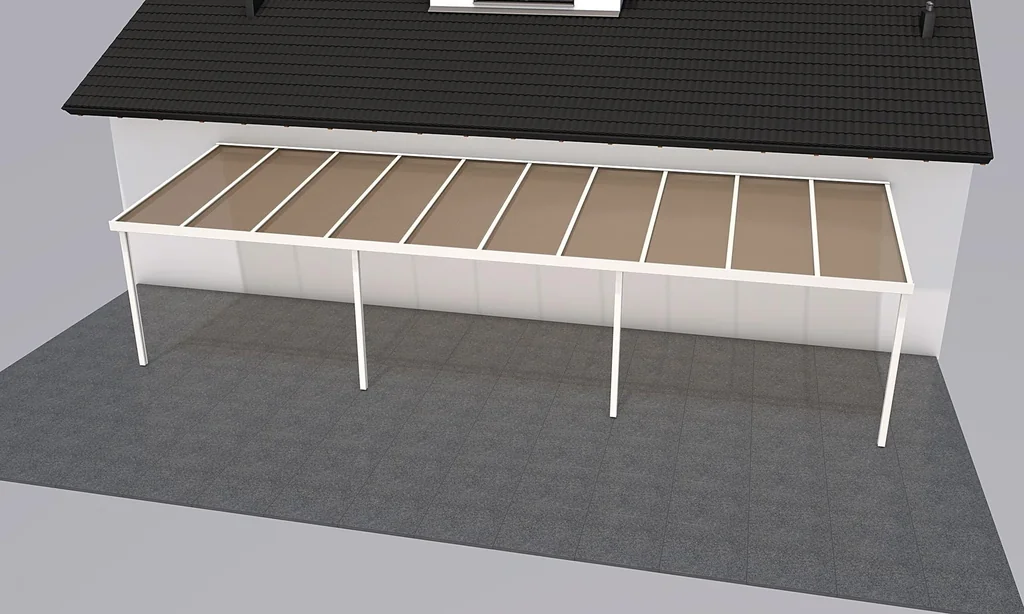 Patio roof Premium, white, 10140 x 3060 mm - Acrylic multi-wall sheets 16 mm, bronze