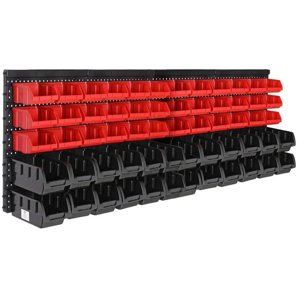 Wall shelf with 60 stacking boxes and 4 wall panels 32x38x2 cm each
