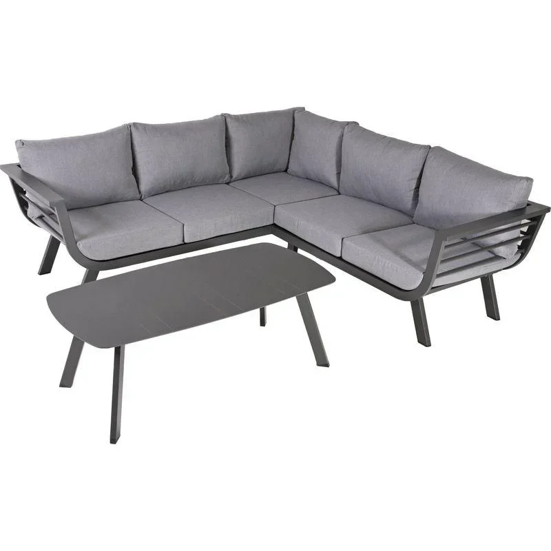 Lounge group AURELIA, aluminum, dark gray / polyester, gray
