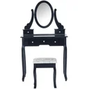 Dressing table with mirror and stool black