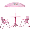 4 piece children's furniture set garden table 2 folding chairs parasol camping child seat set garden furniture for 3-6 years pink