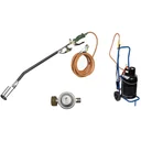 Weed burner XXL with 5 m gas hose, pressure regulator and Toolland gas bottle trolley