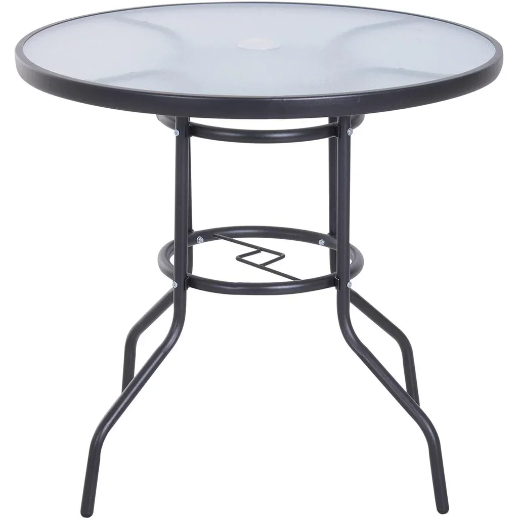 Garden table with parasol holder black