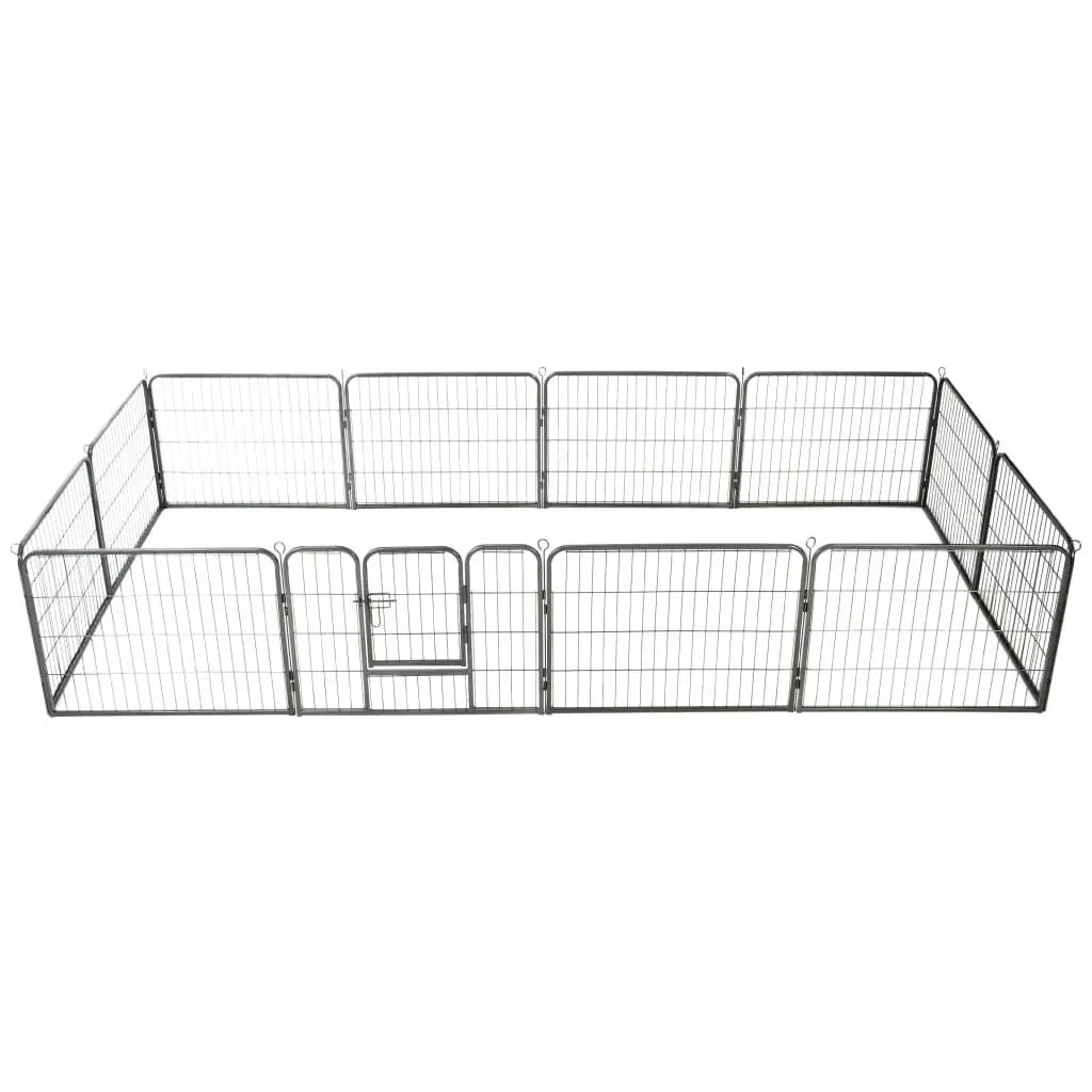 Dog run 12 panels 80x60 cm black steel