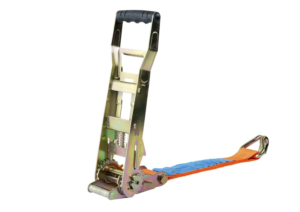 Lashing strap fixed end 0.5 meters/ 5000 decanewton orange with ratchet/pointed hook