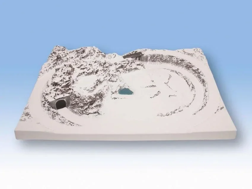 Ready-made Garmisch terrain - 75.5 x 51 cm, approx. 13 cm high, made of structural hard foam, N gauge, including track plan
