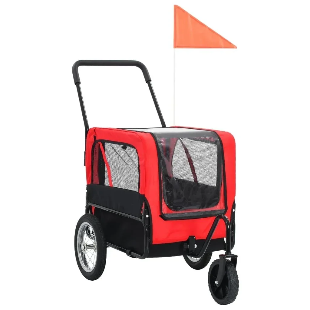 2-in-1 pet bike trailer on the handlebar