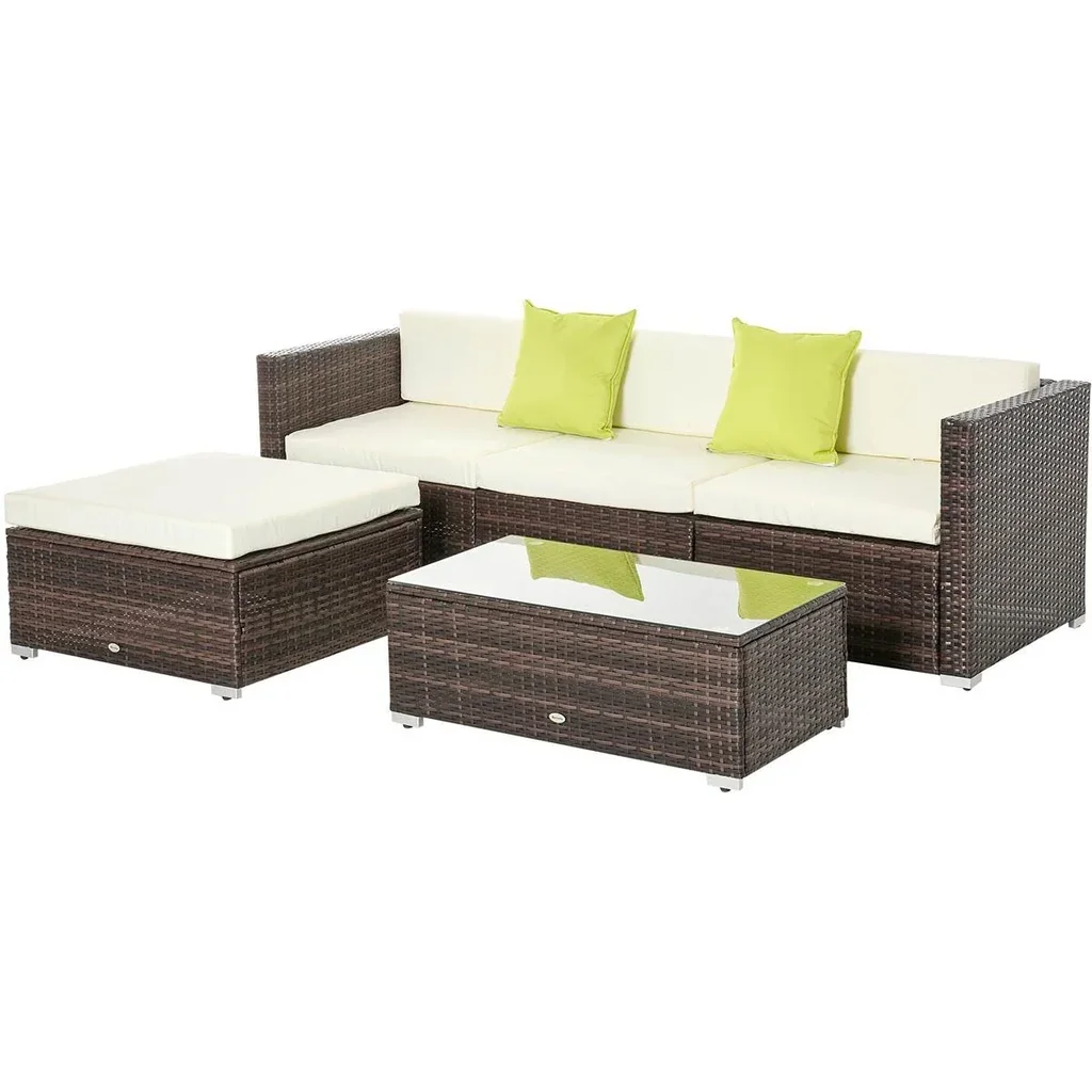 Garden furniture lounge set 5-piece with side table rattan look