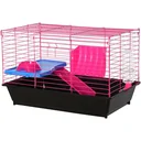 Small animal cage with accessories blue/pink