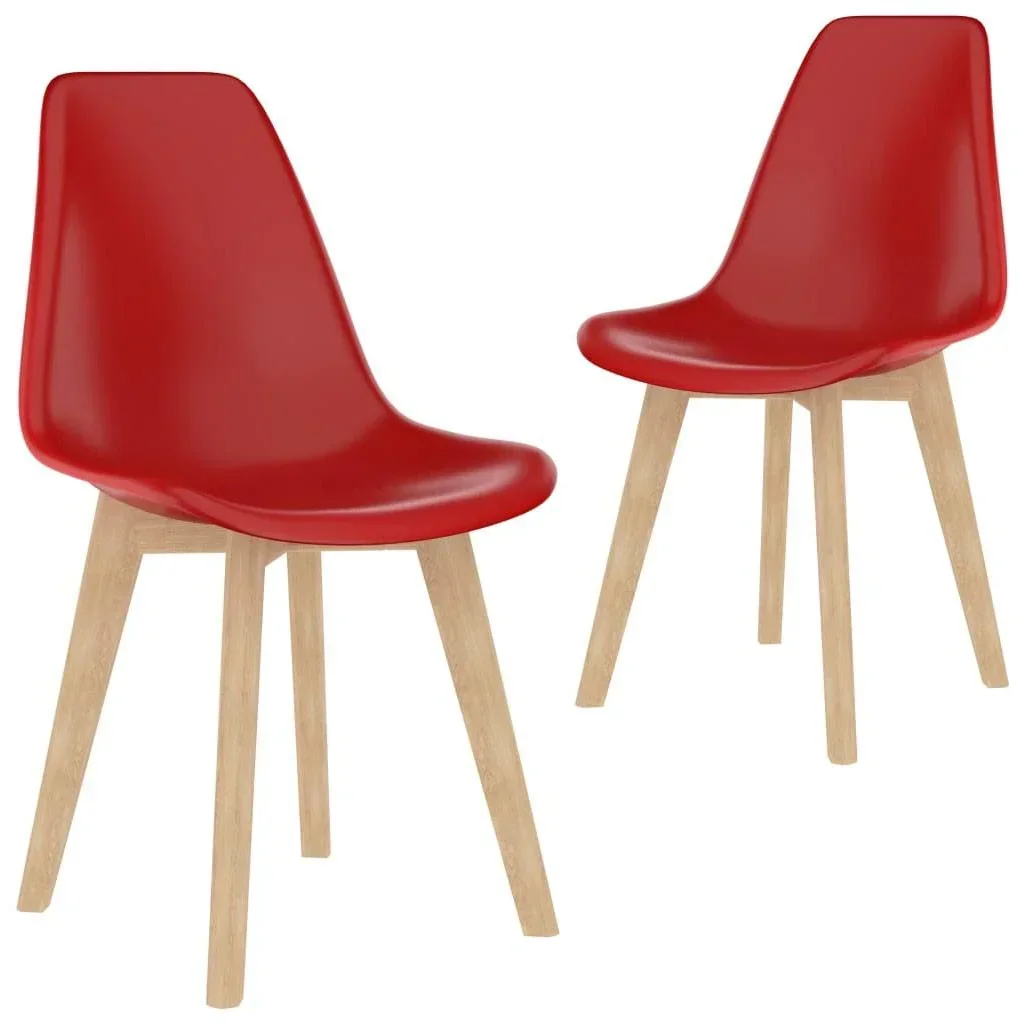 2-piece dining room chairs, red plastic