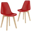 2-piece dining room chairs, red plastic