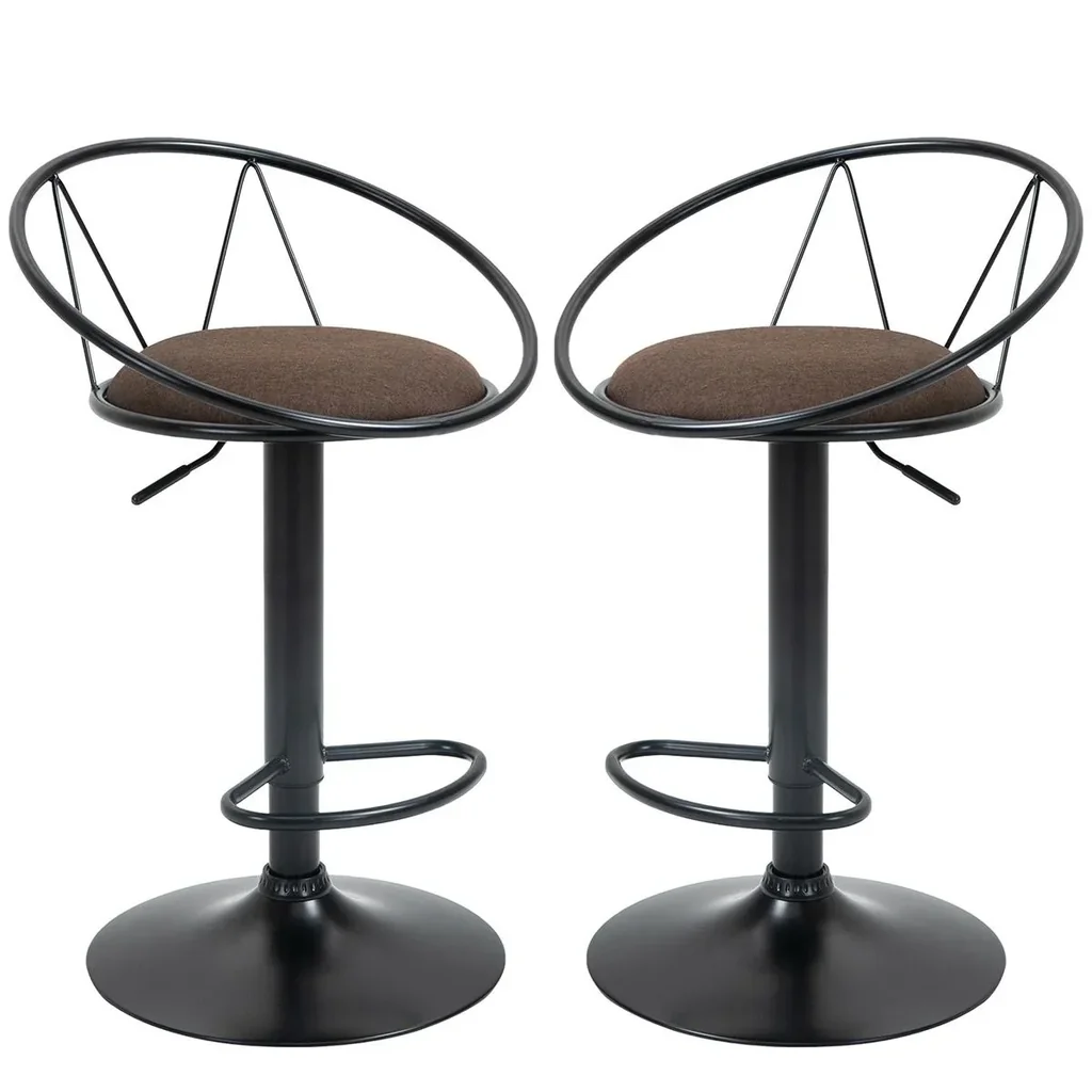 Set of 2 bar stools, swivel chairs, bar stools, work stools, office stools, adjustable height, 360° swivel with non-slip rubber