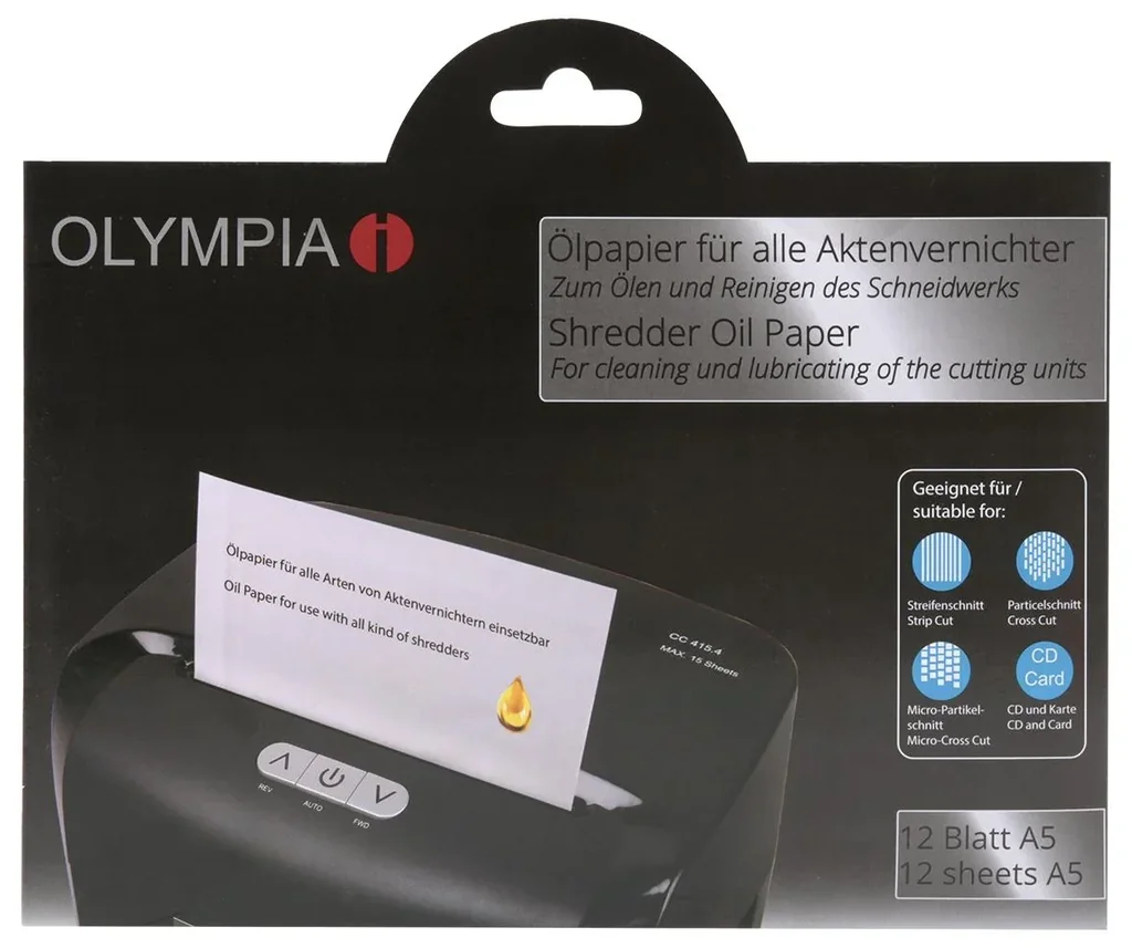 Oil paper for document shredders