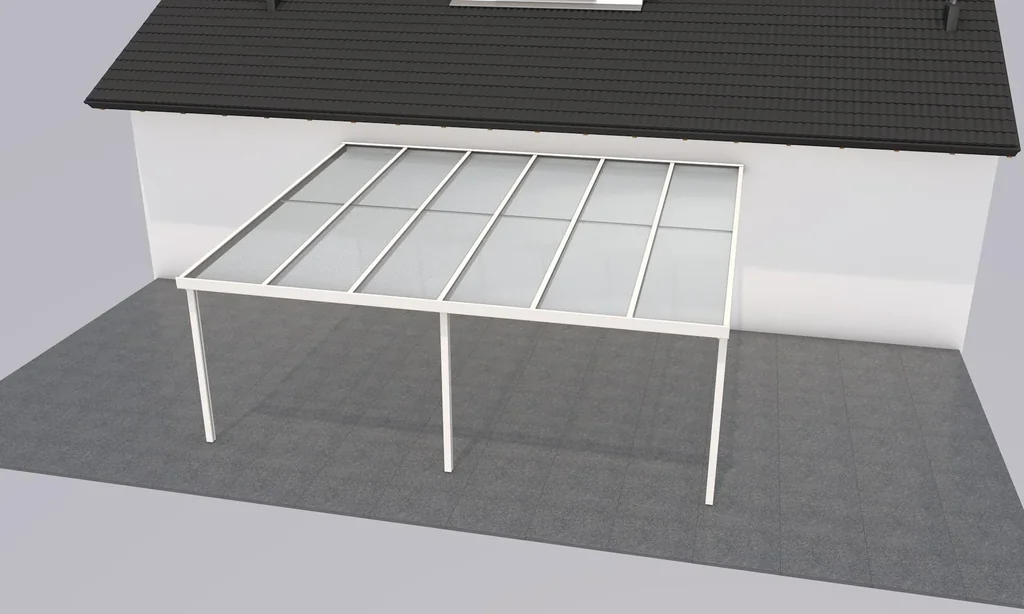 Patio roof Premium, white, 6110 x 5060 mm - Acrylic multi-wall sheets 16 mm, bronze