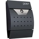 Mailbox postbox with newspaper compartment lockable 2 keys steel black