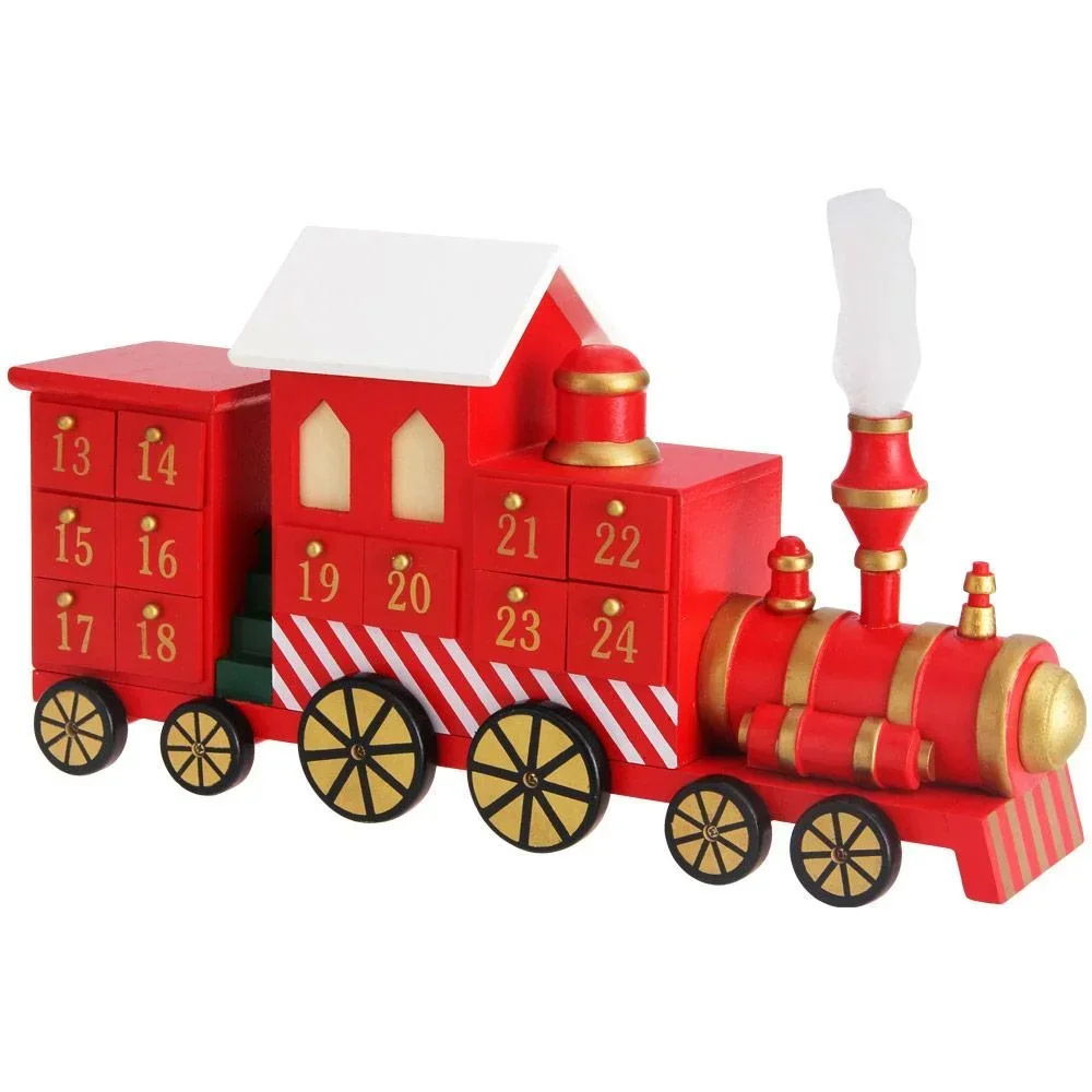 Advent calendar locomotive with drawers for self-filling