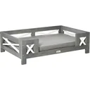 Dog bed with cushion for small dogs, softly padded, washable cover, pinewood, 80 x 55 x 23 cm