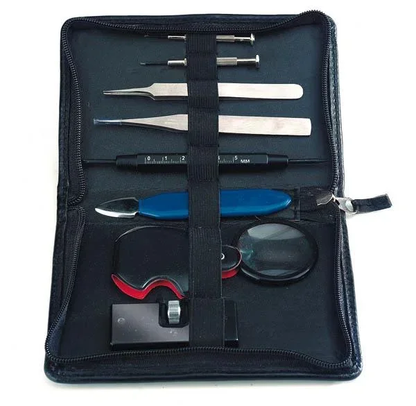 Watch tool set 8 pcs. in high-quality artificial leather case
