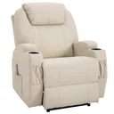 Massage chair, recliner chair, TV chair, massage function, reclining function, artificial leather, wood, metal, foam, beige