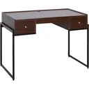 Desk computer table office table 3 x drawer adjustable wood + metal walnut + black 114 x 55 x 77 cm