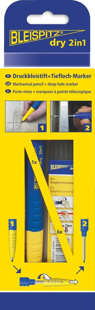Mechanical pencil + deep hole marker graphite, including 6 leads