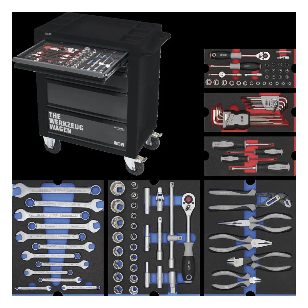 Workshop trolley - 5 drawers, equipped with 6 modules, 103 pieces