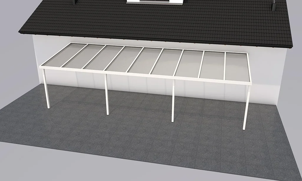 Patio roof Premium, white, 9135 x 3060 mm - Polycarbonate multi-wall sheets 16 mm, bronze