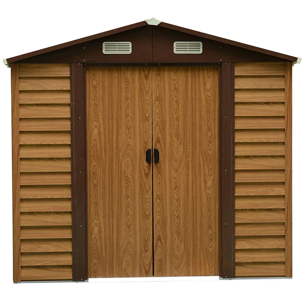 Tool shed in imitation wood grain