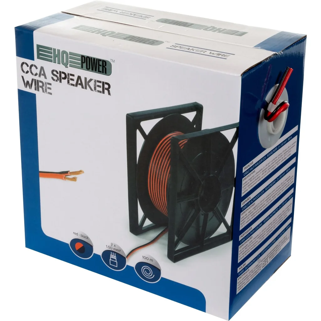 CCA speaker cable - red/black - 2 x 1.50 mm² - 100 m roll