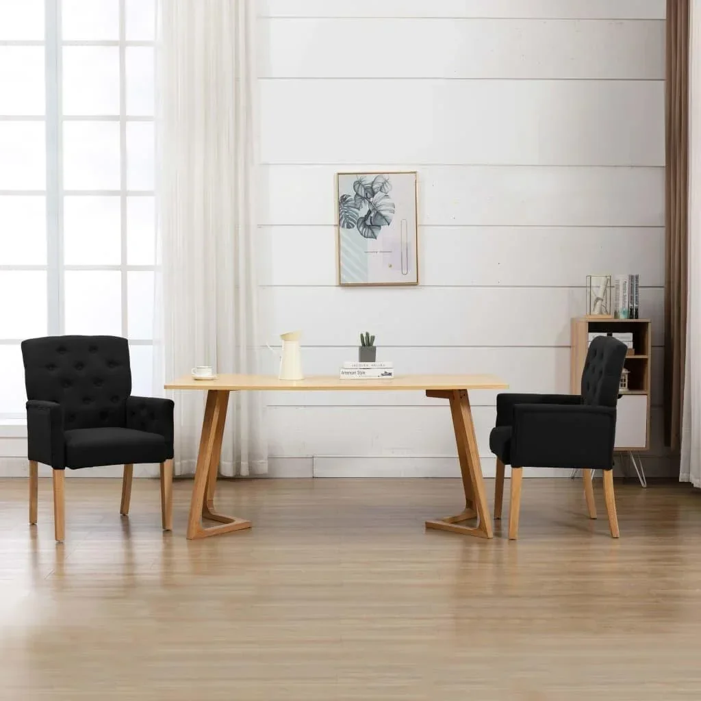 Dining chair with armrests fabric black