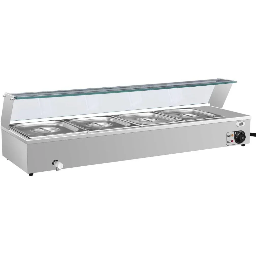 Bain-Marie food warmer with 4 GN 1/2 trays made of stainless steel