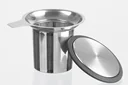 Stainless steel tea strainer with silicone lid