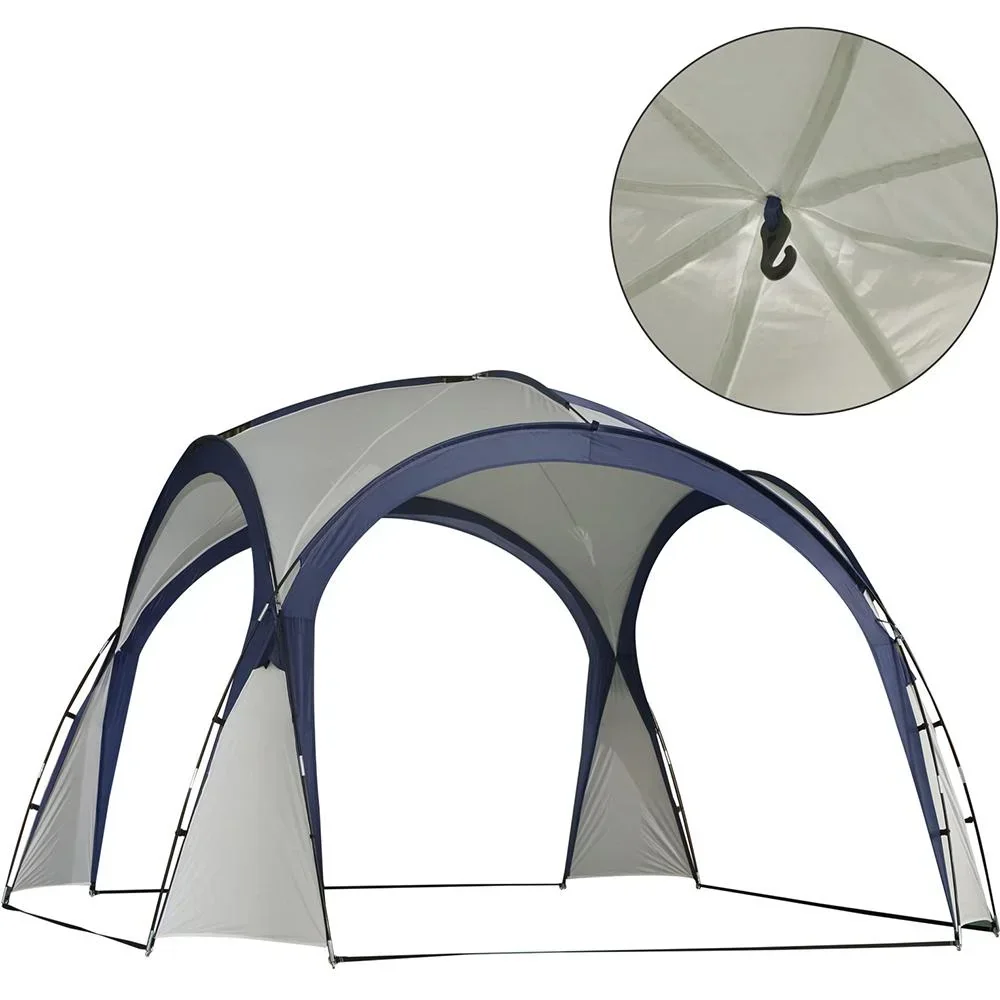 Pavilion garden party tent marquee garden tent weatherproof fiberglass pole + polyester cream white + blue 3.5x3.5x2.3m
