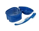 Denture cleaning set, blue, 3-piece