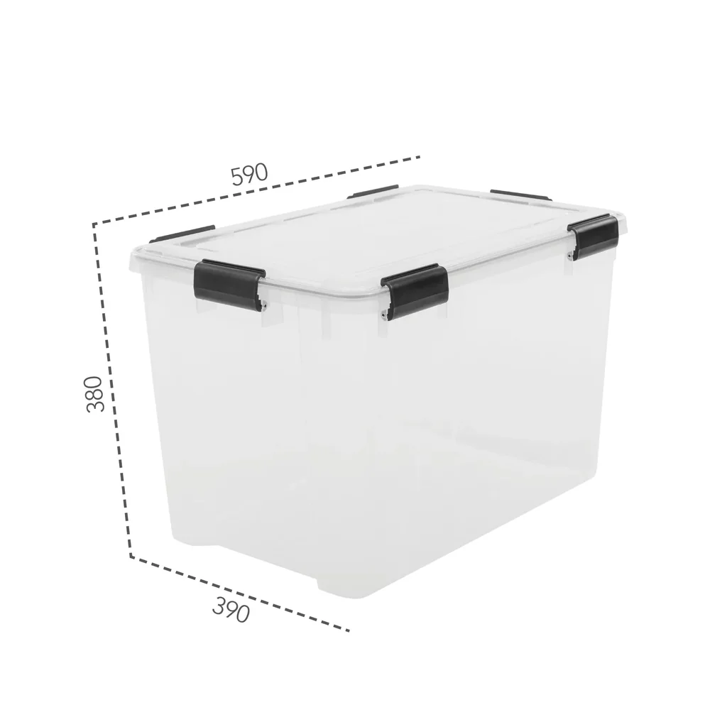Waterproof storage box, transparent, 70 liters