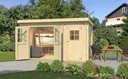 Garden house 254 Gr.2, 394 x 296 x 222 cm, wall thickness 28 mm, double door, with 2nd room single door