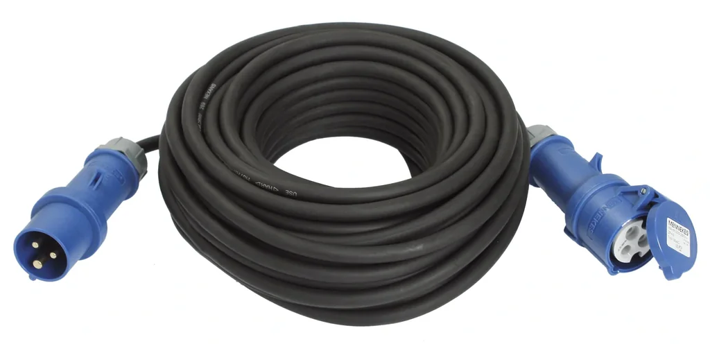 CEE extension 230V, 25m, black