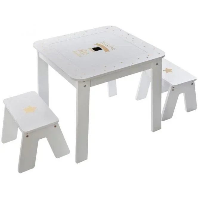 NL Bar Table with 2 Stools - White - 57x57x51 cm