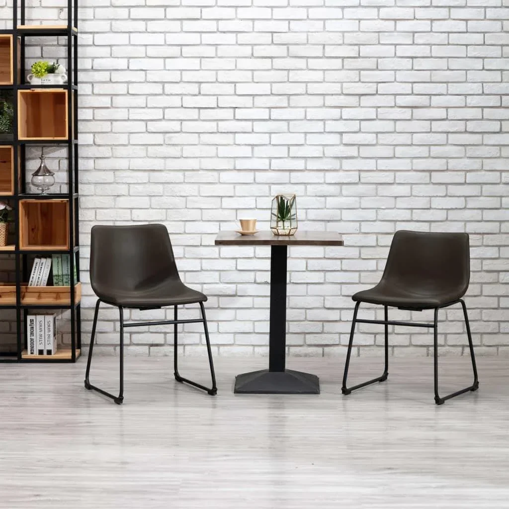 Dining chair faux leather dark brown