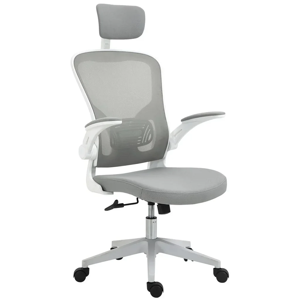Office chair ergonomic desk chair with rocking function high backrest lumbar support headrest foldable