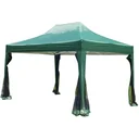 Folding gazebo with mesh side panels 3 x 4.5m with carrying bag green