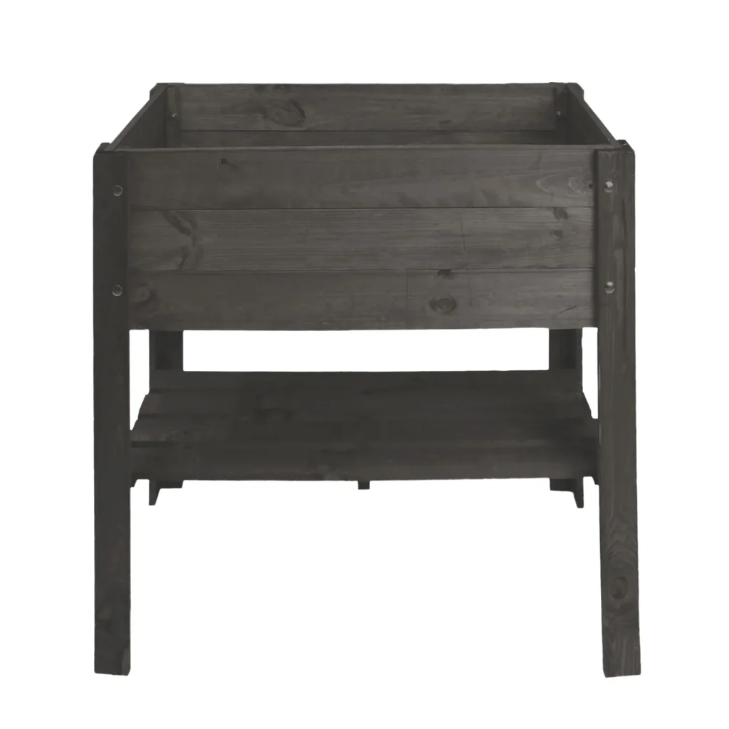 Raised bed with wooden shelf - anthracite