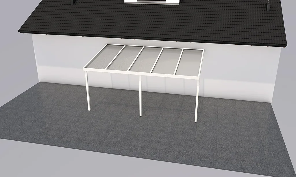 Patio roof Premium, white, 5100 x 3060 mm - Polycarbonate multi-wall sheets 16 mm, white striped