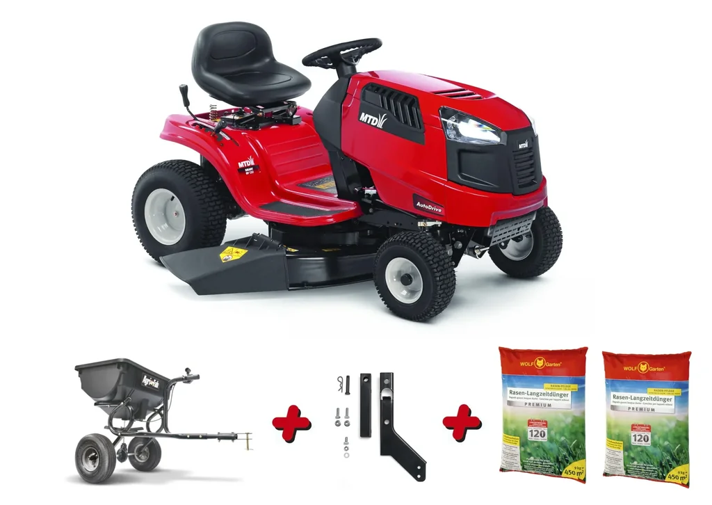 Lawn tractor Smart RF 130 H special offer including trailer spreader, coupling and 2x long-term lawn fertilizers 450m²