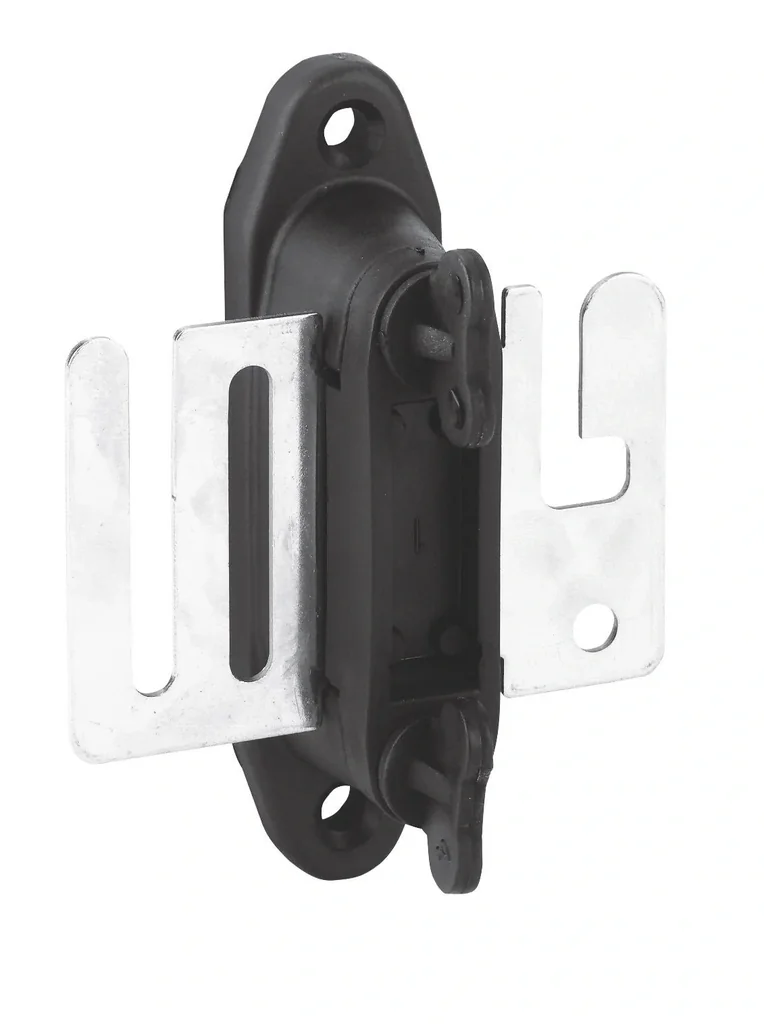 Strap gate handle Isolator Profi with stainless steel plate, black, 4 pieces