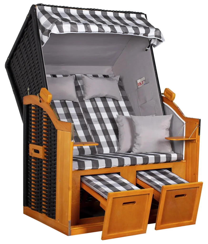 Beach chair "Baltic Sea" checked grey/white